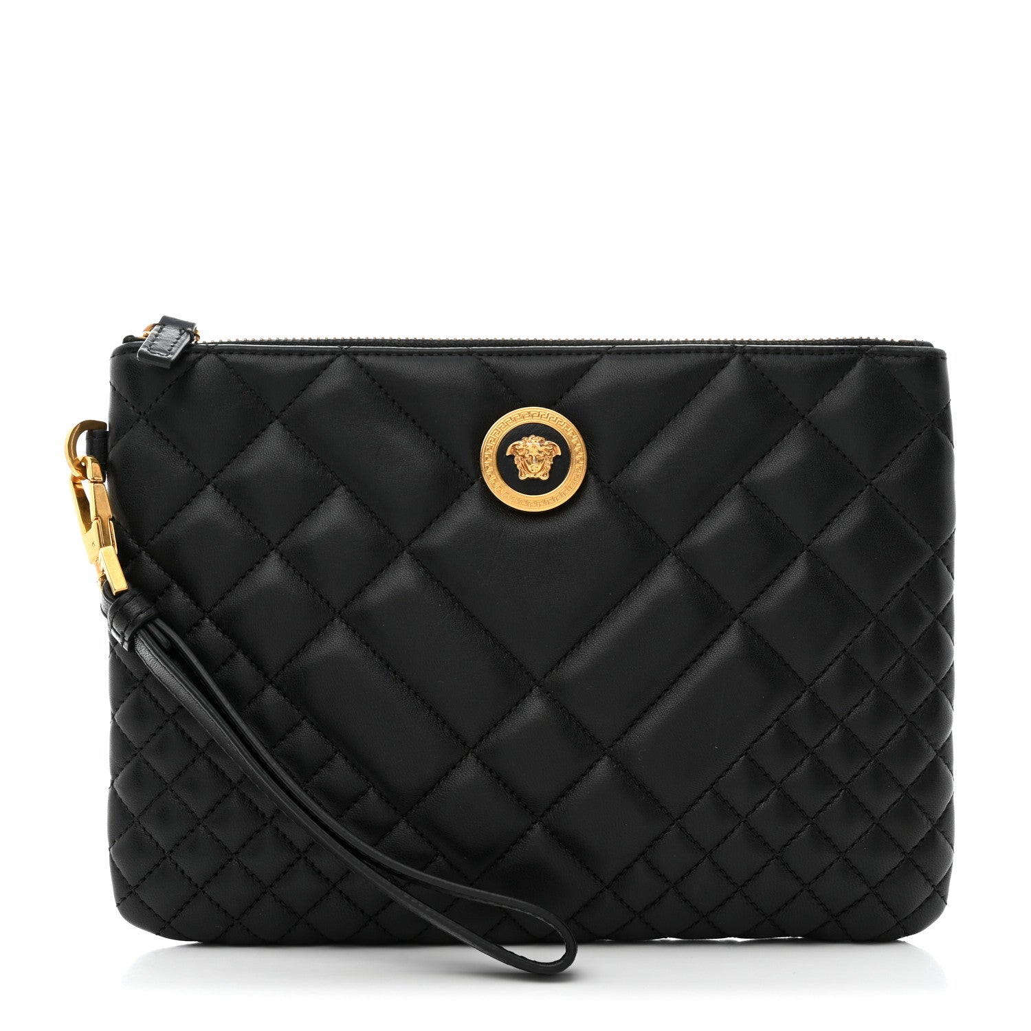 Versace Nappa Quilted Tribute Wristlet Black 1 of 7