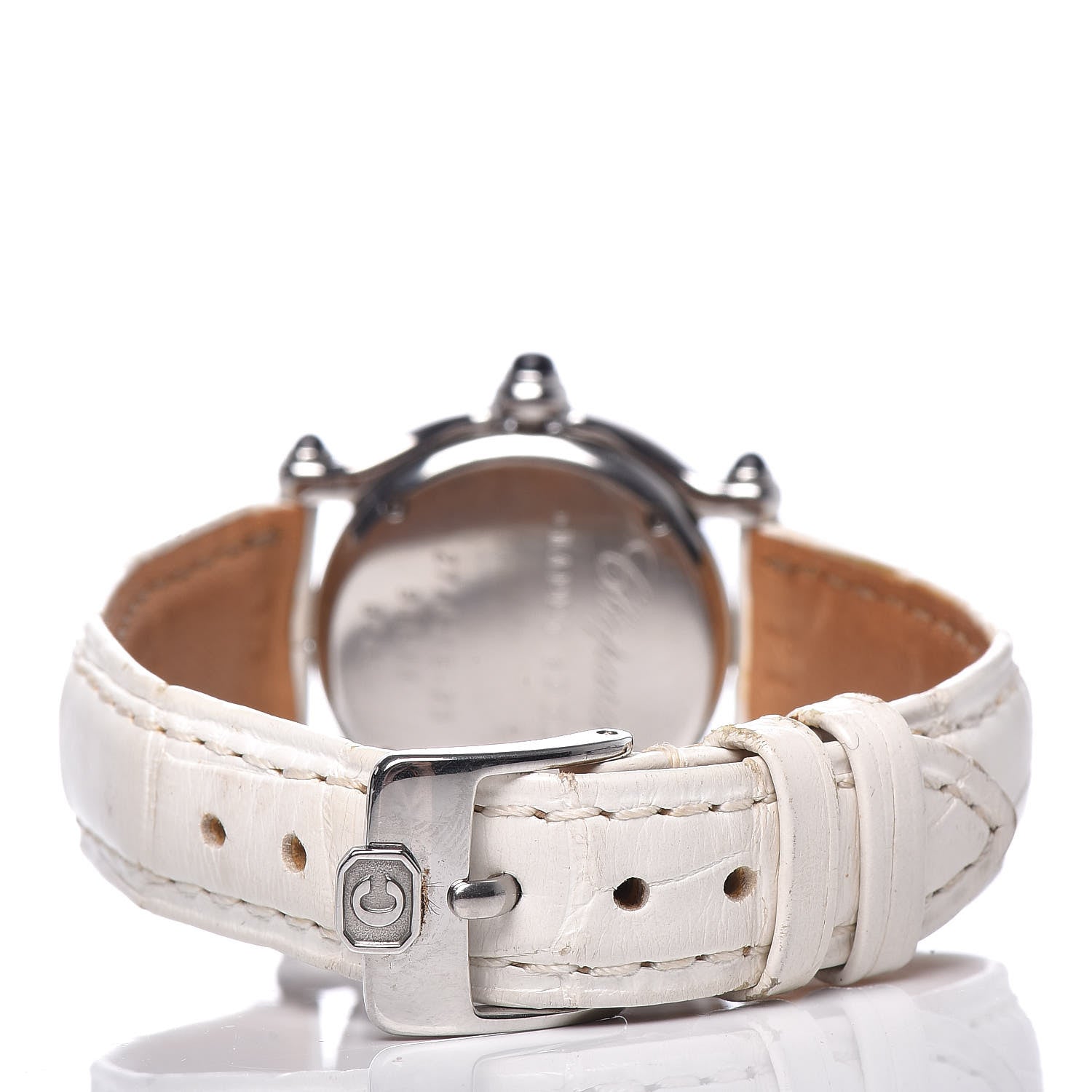 Chopard Stainless Steel Alligator Diamond Mother of Pearl 26mm Happy Sport Moon Star Quartz Watch 4 of 9
