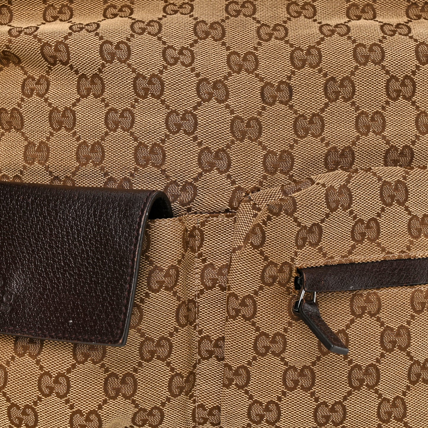 Monogram Web Medium Double Pocket Messenger Bag Dark Brown