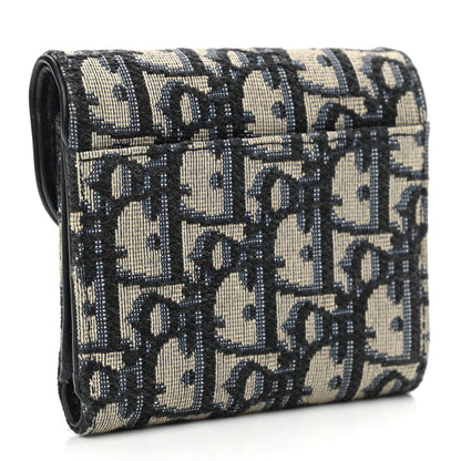 Christian Dior Oblique Saddle Lotus Wallet Blue 3 of 8