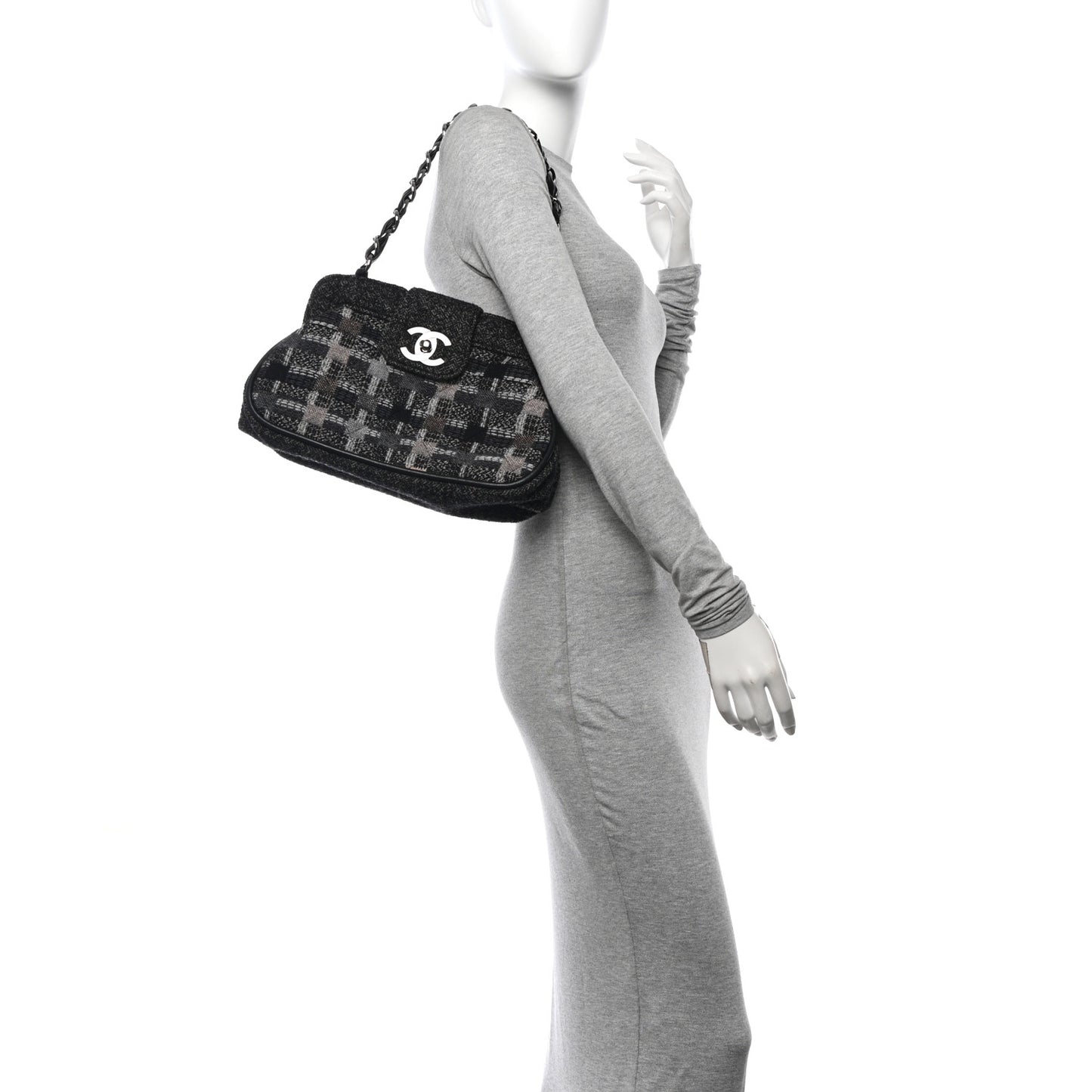 Wool Tweed Frame Bag Grey Multicolor
