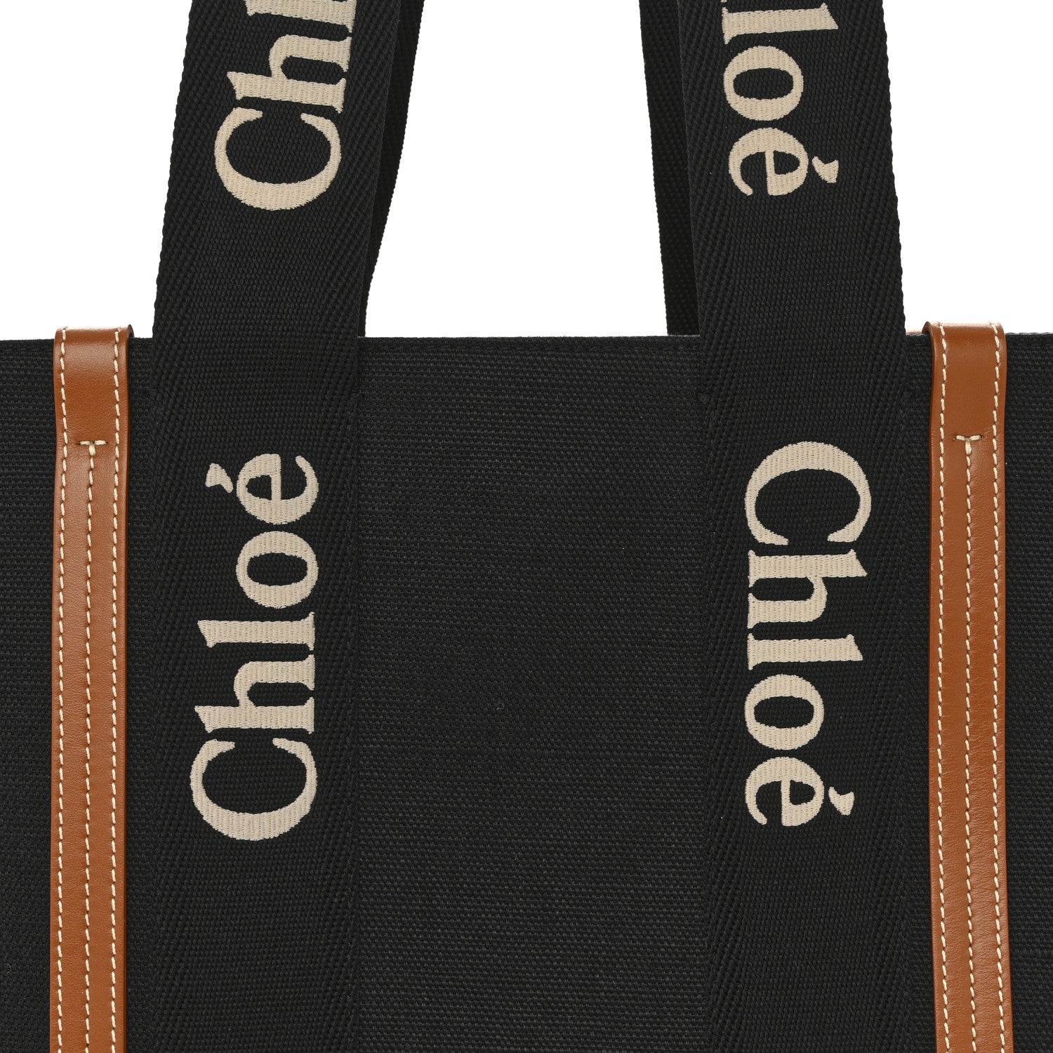Chloe Cotton Calfskin Medium Woody Ribbon Tote Black 8 of 10