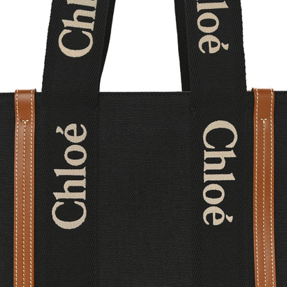 Chloe Cotton Calfskin Medium Woody Ribbon Tote Black 8 of 10