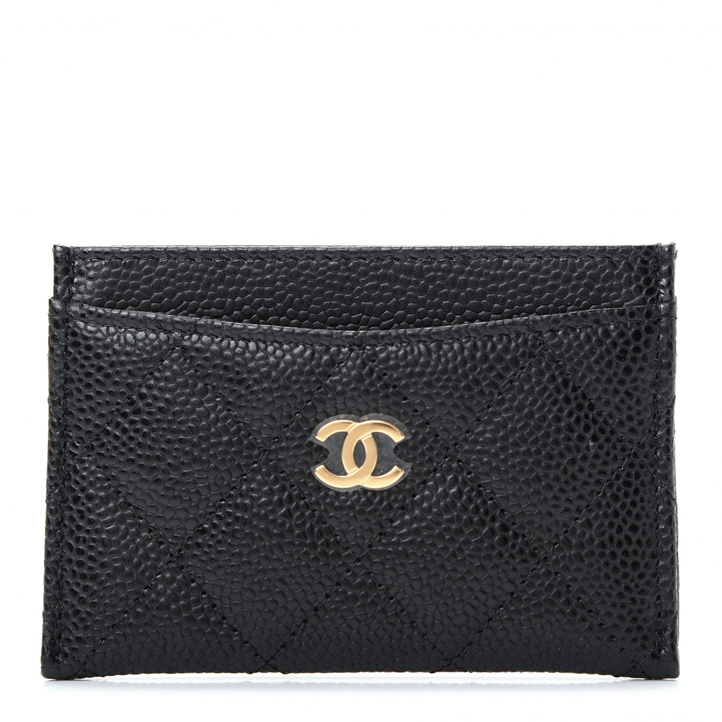 Caviar Quilted Card Holder Black