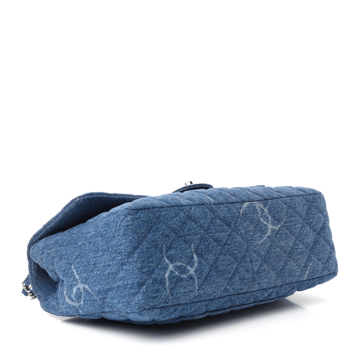 Denim Quilted CC Print Jumbo Single Flap Blue