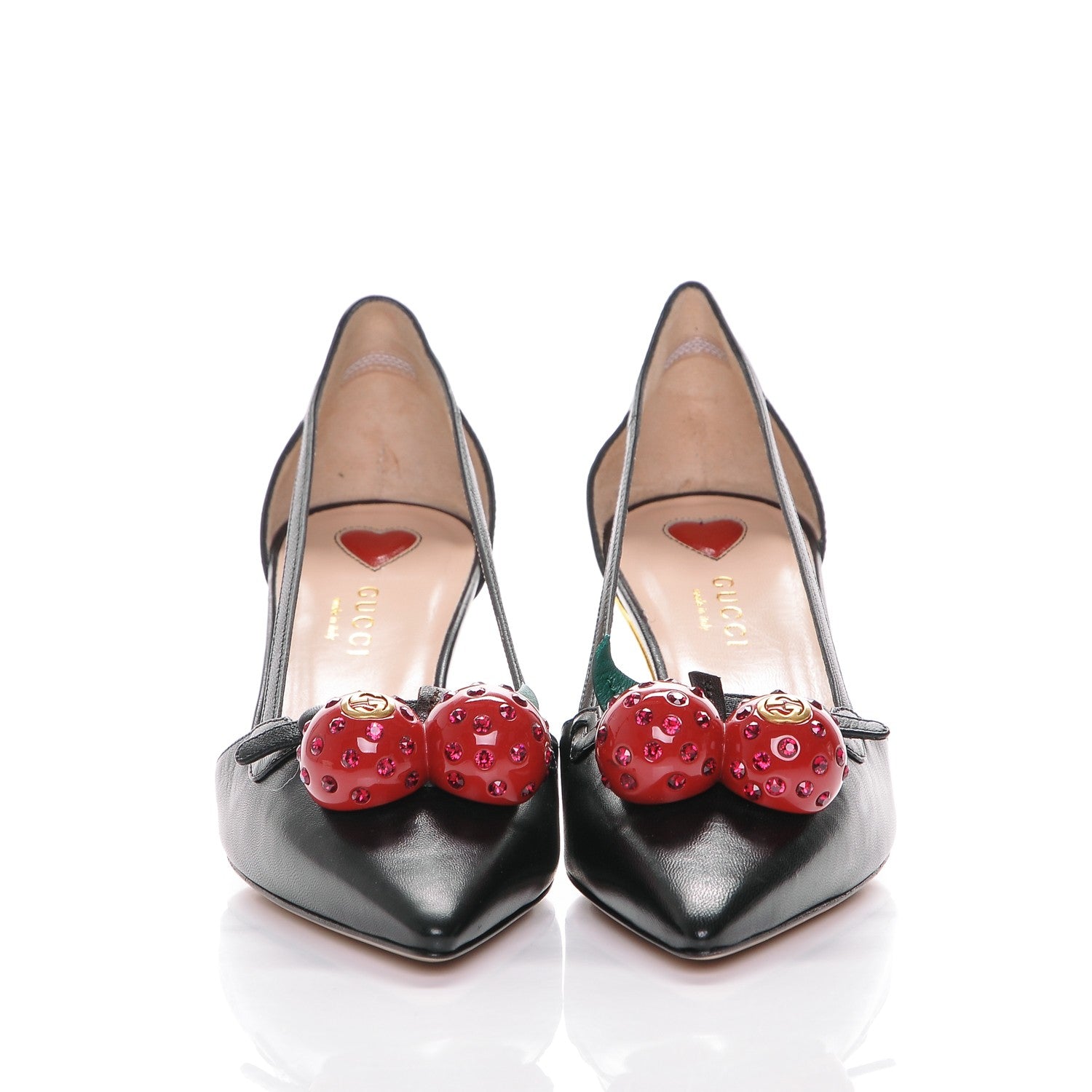 Gucci Nappa Cherry Pumps 36 Black 2 of 7