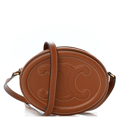 Celine Smooth Calfskin Cuir Small Triomphe Oval Crossbody Purse Tan 1 of 13