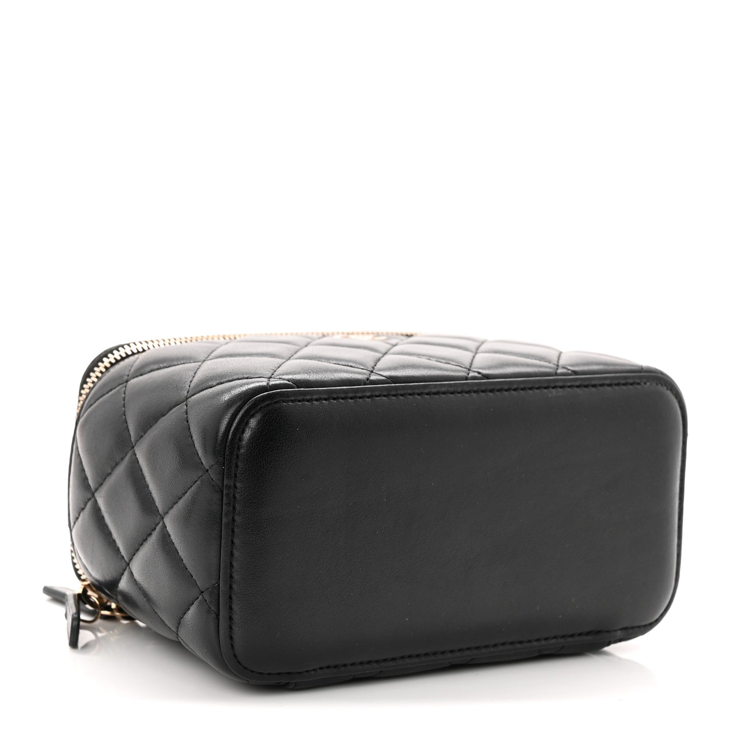 Lambskin Quilted Small Vanity Case With Chain Black