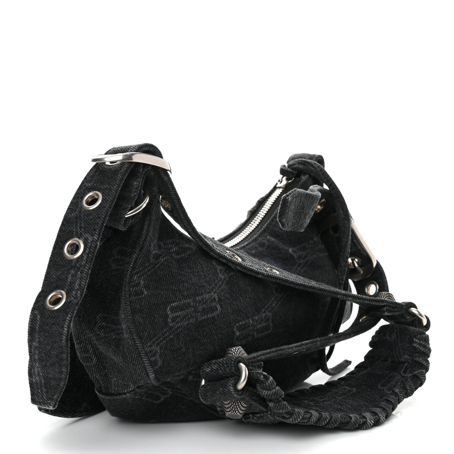 Denim BB Monogram Le Cagole Shoulder Bag XS Black
