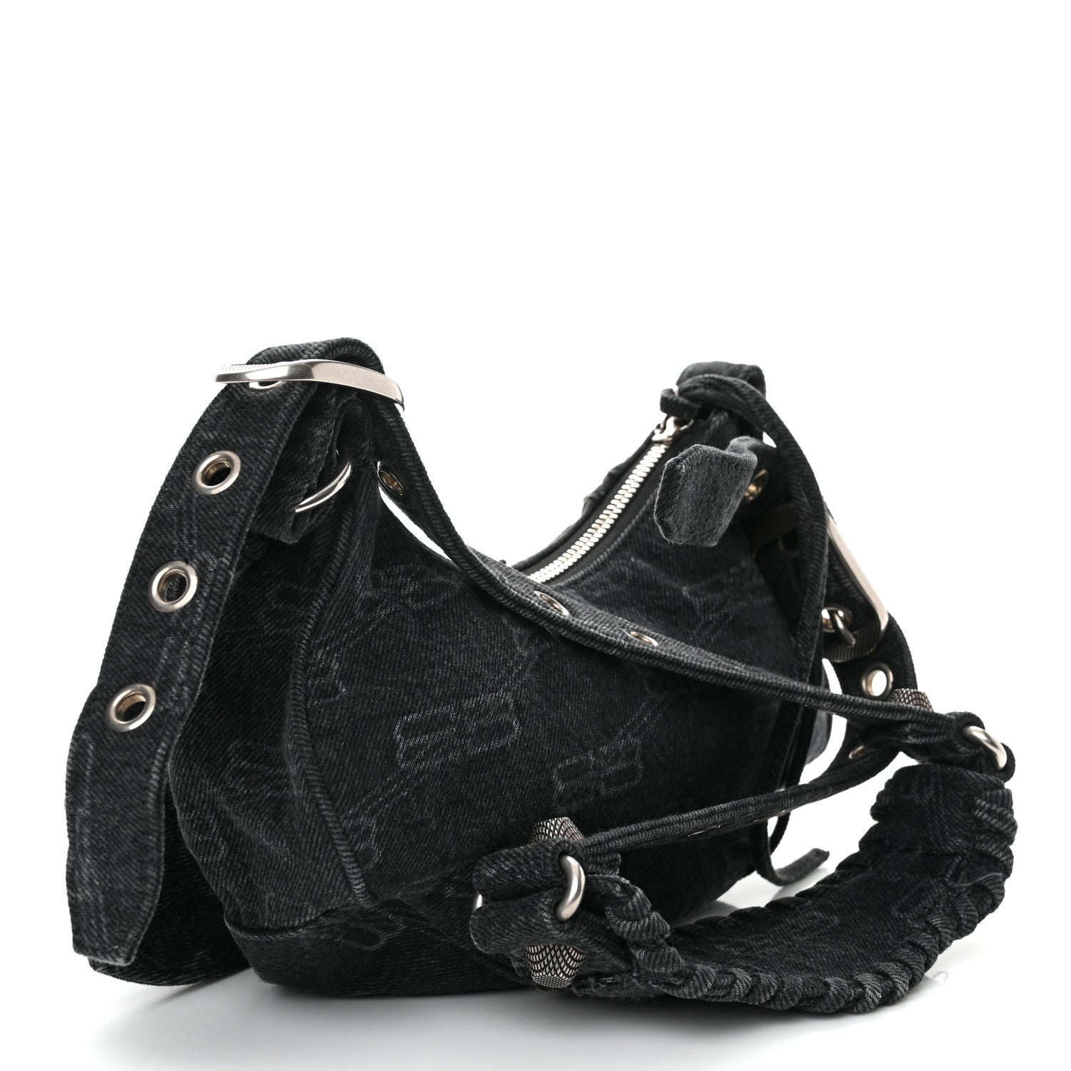 Balenciaga Denim BB Monogram Le Cagole Shoulder Bag XS Black 3 of 12