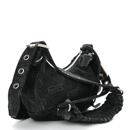 Balenciaga Denim BB Monogram Le Cagole Shoulder Bag XS Black 3 of 12