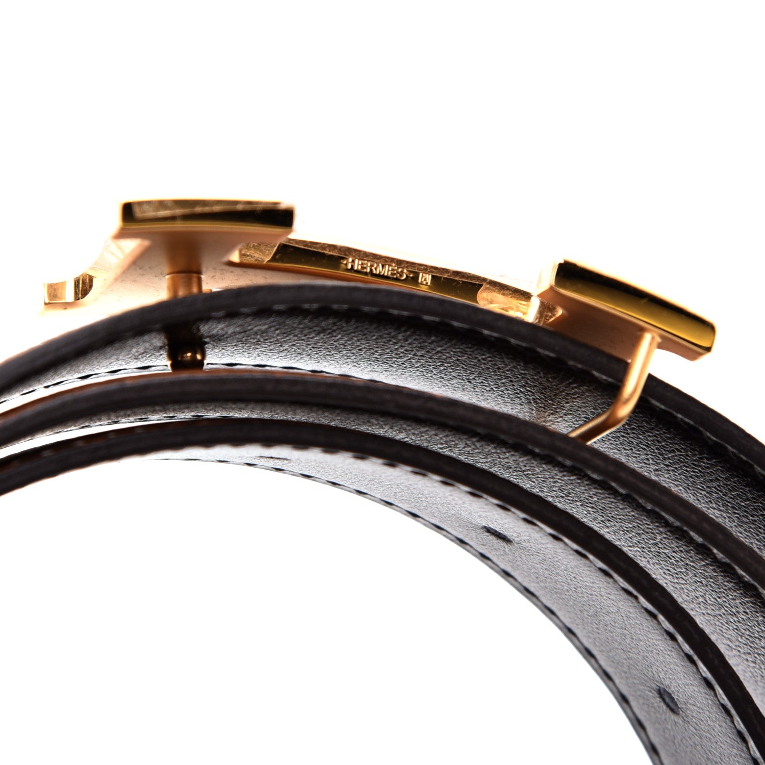 Hermes Swift Togo 32mm H Belt 90 Black Gold 3 of 6