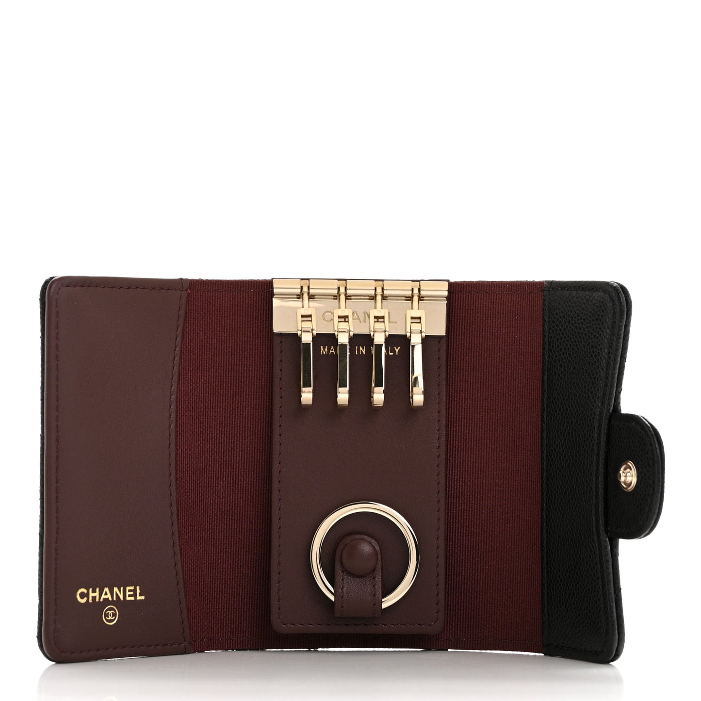 Caviar Quilted Classic 4 Key Holder Wallet Black