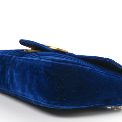 Gucci Velvet Matelasse Medium GG Marmont Shoulder Bag Cobalt Blue 10 of 13