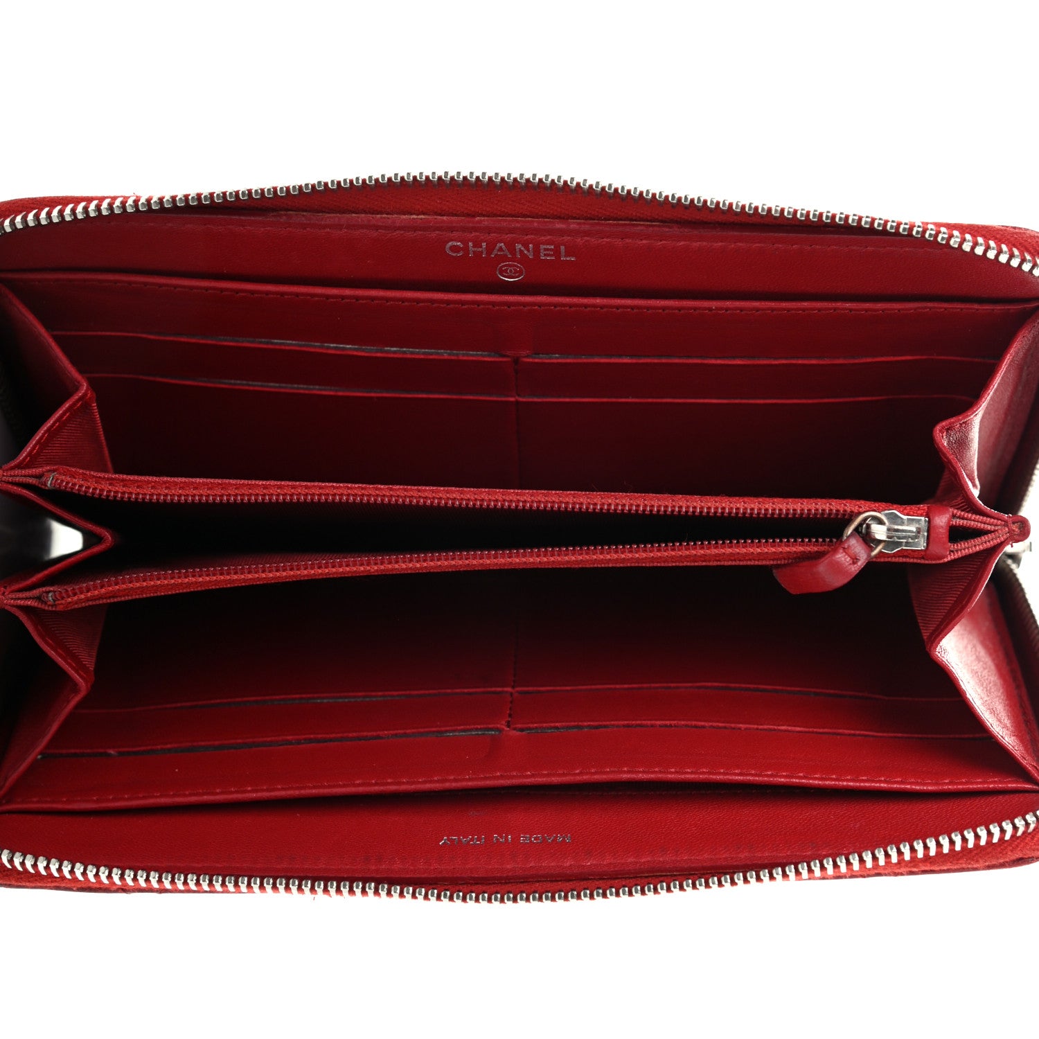 Chanel Lambskin Quilted Large Gusset Zip Around Wallet Red 5 of 8