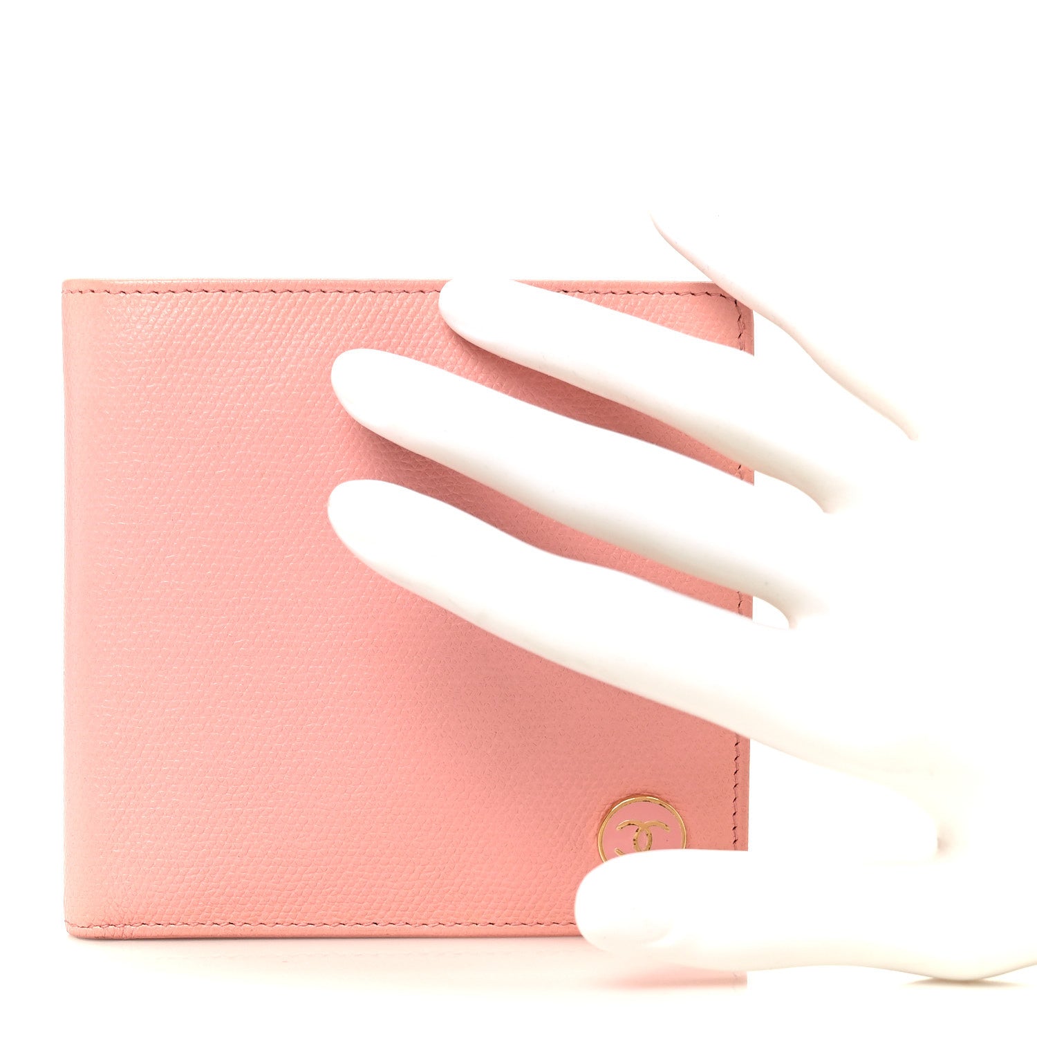 Chanel Caviar CC Button Bi-Fold Wallet Pink 2 of 10