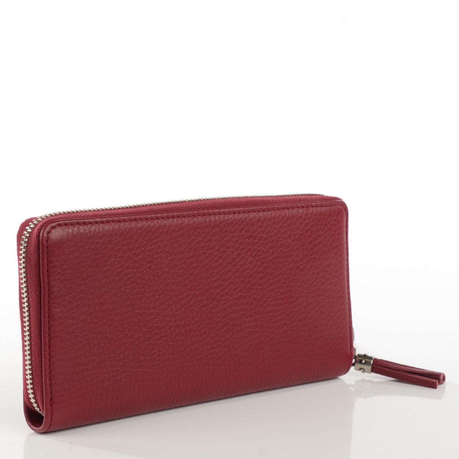 Gucci Pebbled Calfskin Studded Soho Zip Around Wallet Soft Burgundy 3 of 8