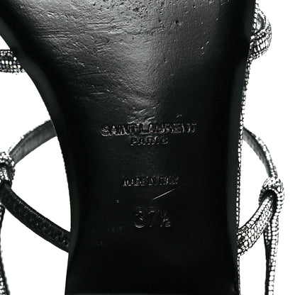 Saint Laurent Calfskin Cassandra Monogram Sandals 37.5 Argento 8 of 8