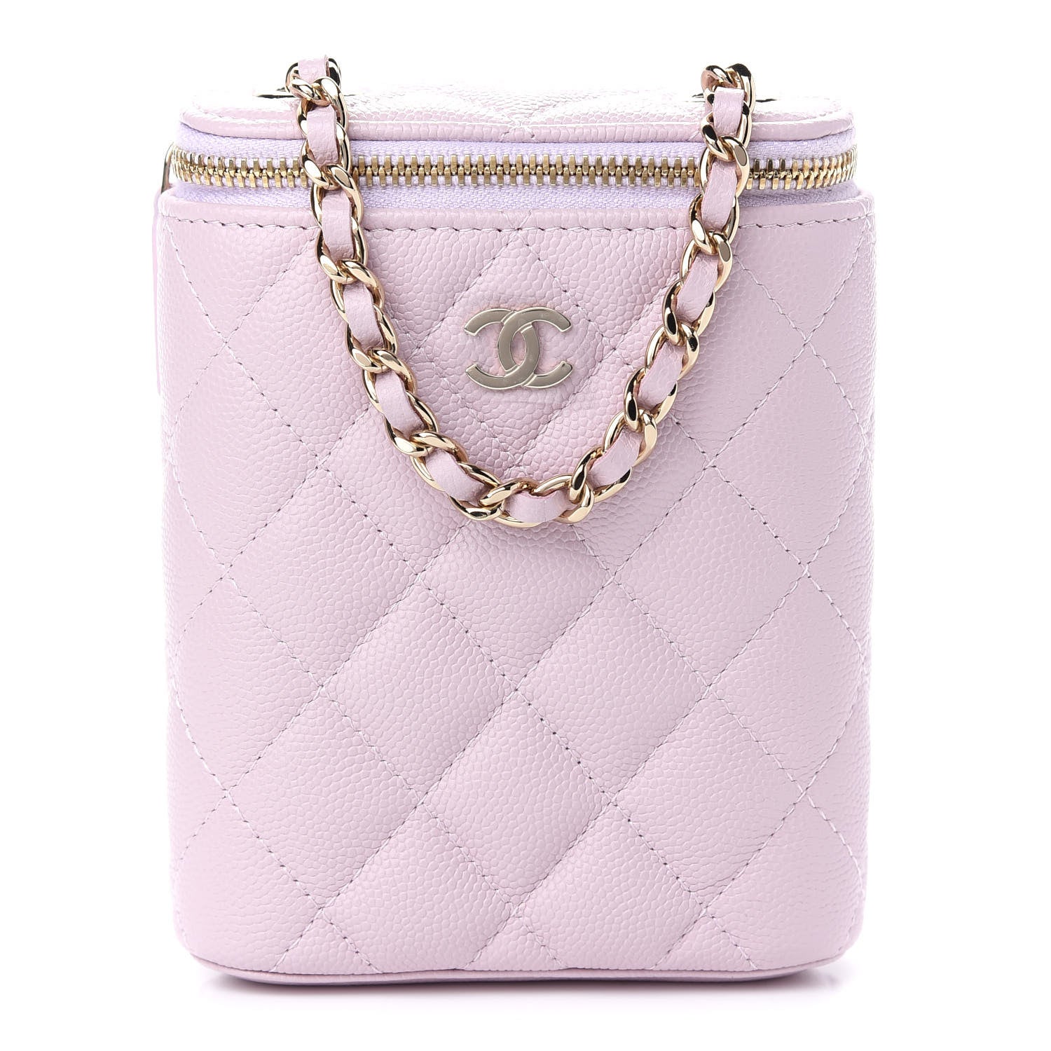 Chanel Caviar Quilted Small Vertical Coco Beauty Vanity Case With Chain Light Pink 1 of 9