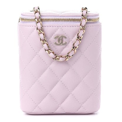 Chanel Caviar Quilted Small Vertical Coco Beauty Vanity Case With Chain Light Pink 1 of 9