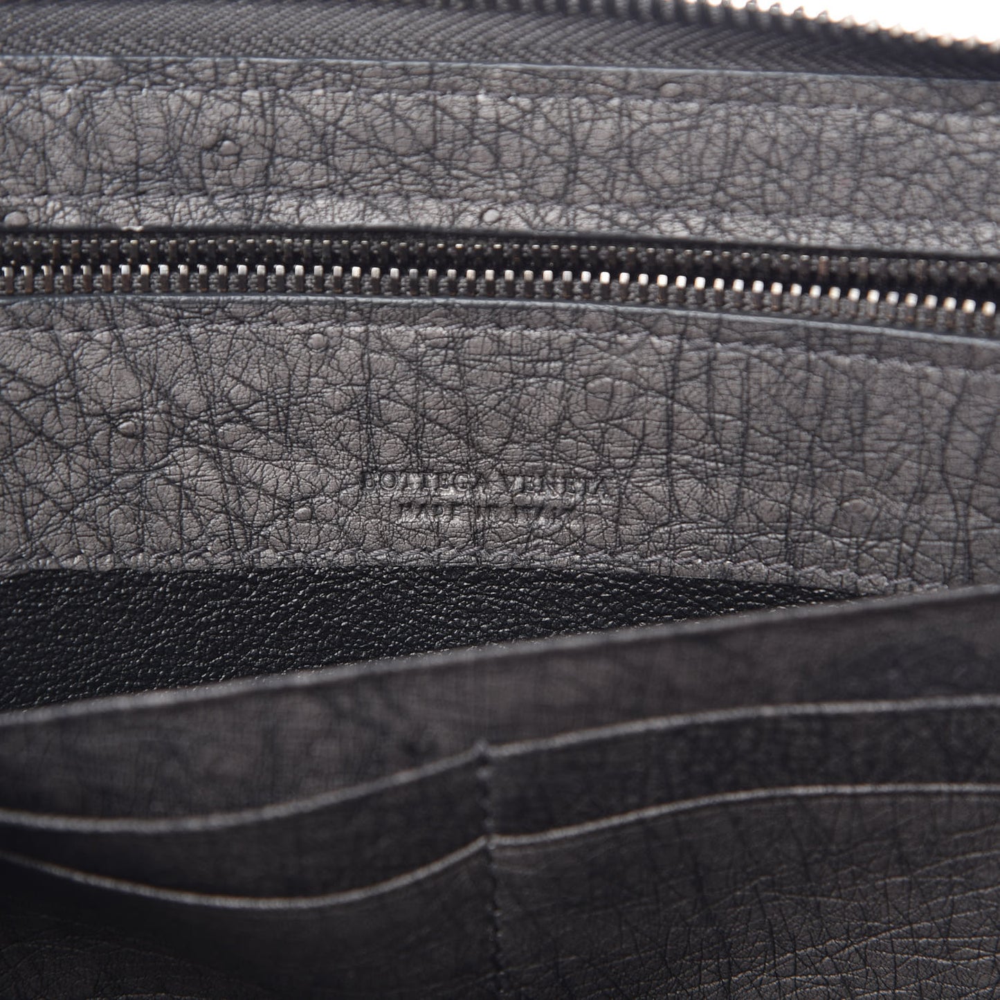 Ostrich Intrecciato Zip Around Wallet Ardoise