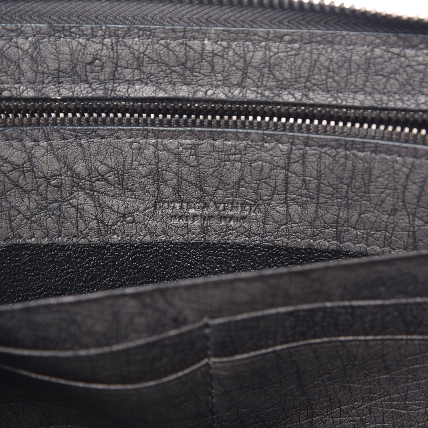Bottega Veneta Ostrich Intrecciato Zip Around Wallet Ardoise 6 of 11