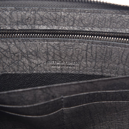 Bottega Veneta Ostrich Intrecciato Zip Around Wallet Ardoise 6 of 11