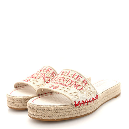 Valentino Garavani Canvas Atelier 08 San Gallo Edition Espadrille Flat Slide Sandals 38.5 Natural 4 of 9