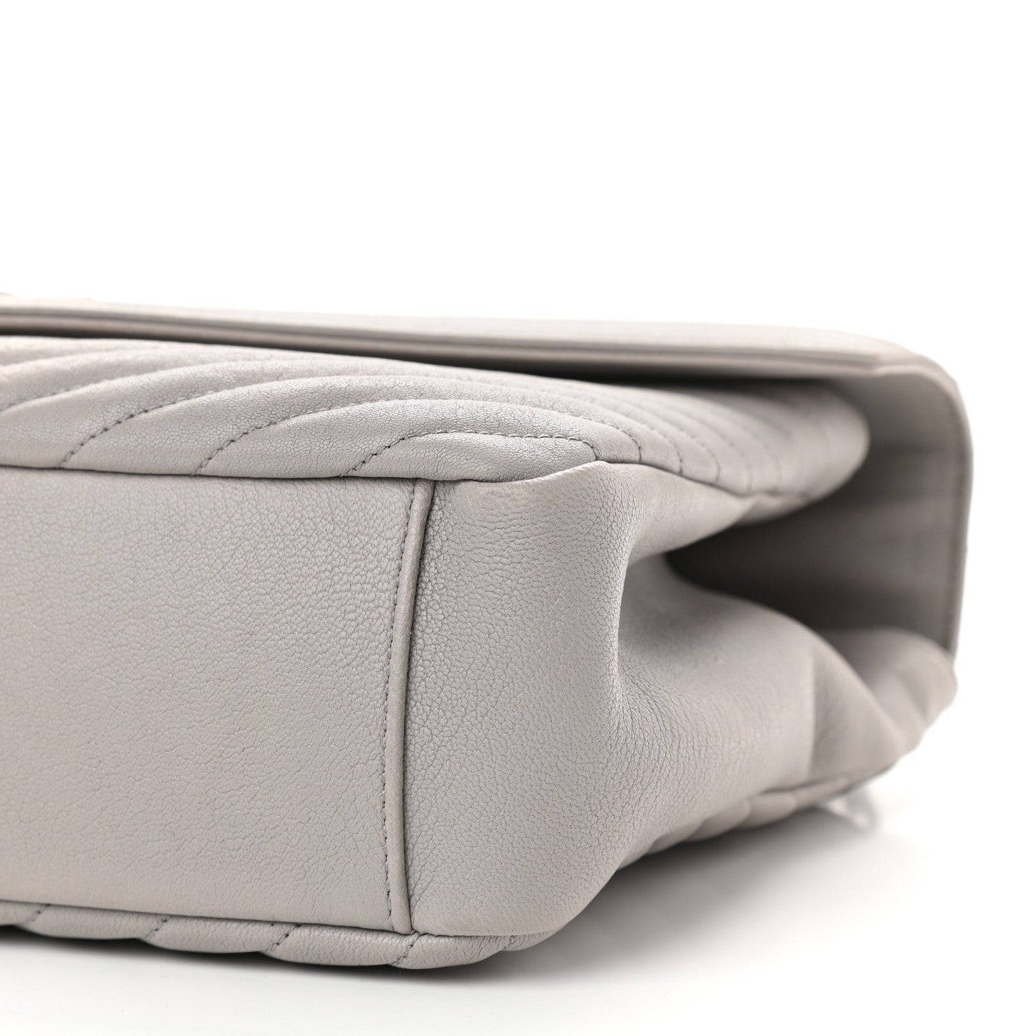 Saint Laurent Sheepskin Matelasse Chevron Monogram Large College Satchel Light Grey 9 of 11