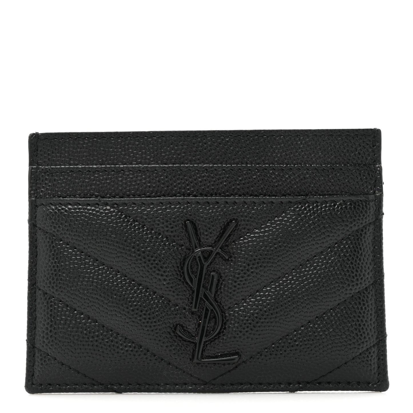 Grain De Poudre Matelasse Chevron Monochrome Monogram Credit Card Case Black
