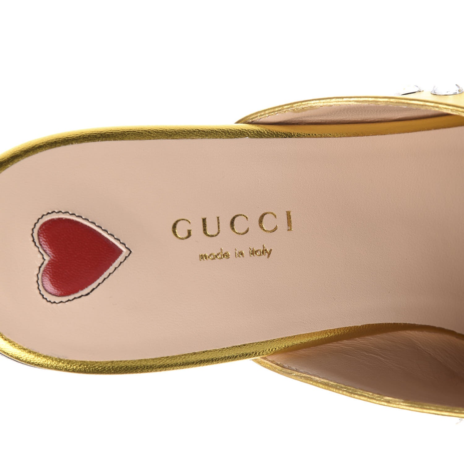 Gucci Metallic Nappa Crystal Womens Princetown Slippers 38.5 Gold 8 of 9