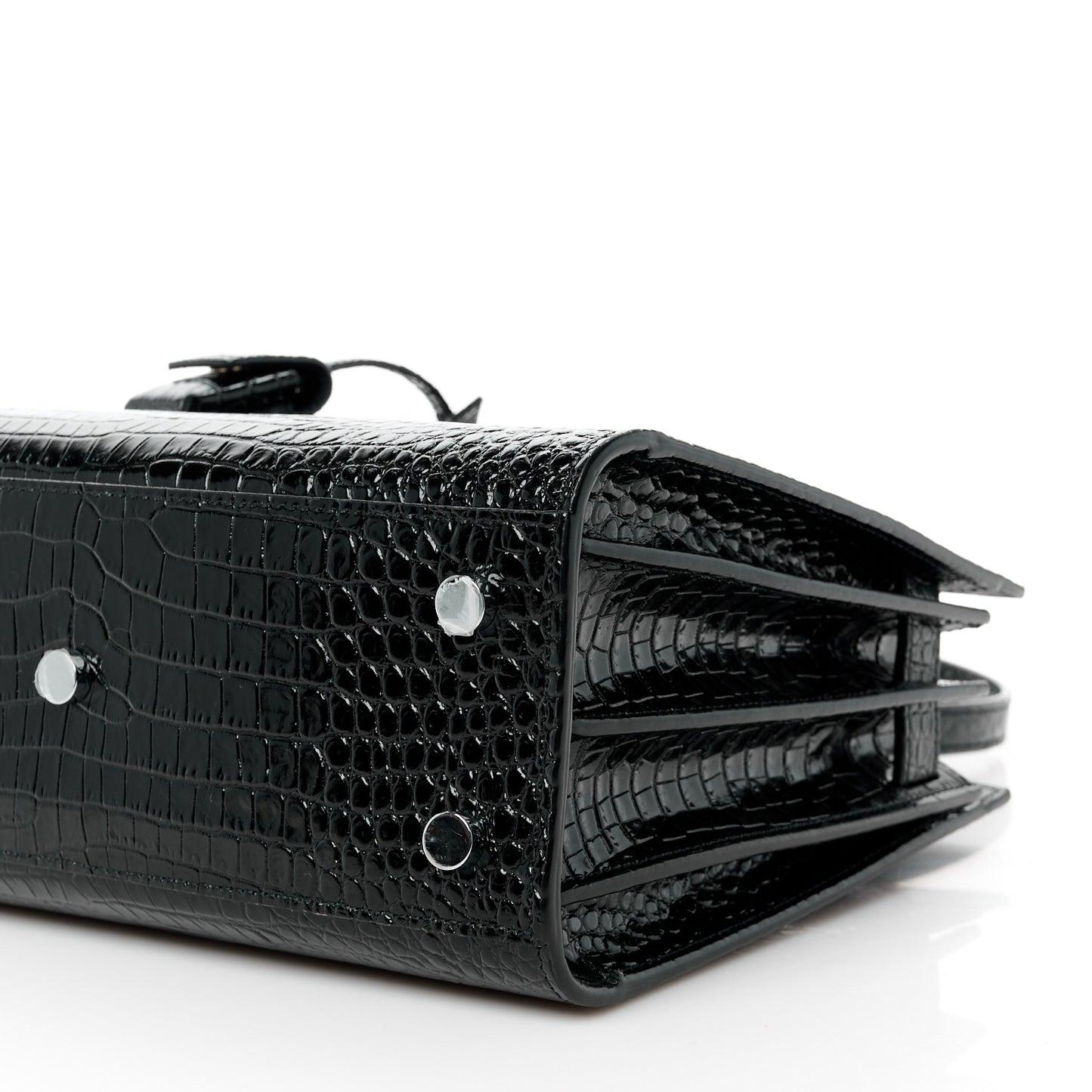 Calfskin Crocodile Embossed Baby Sac De Jour Black