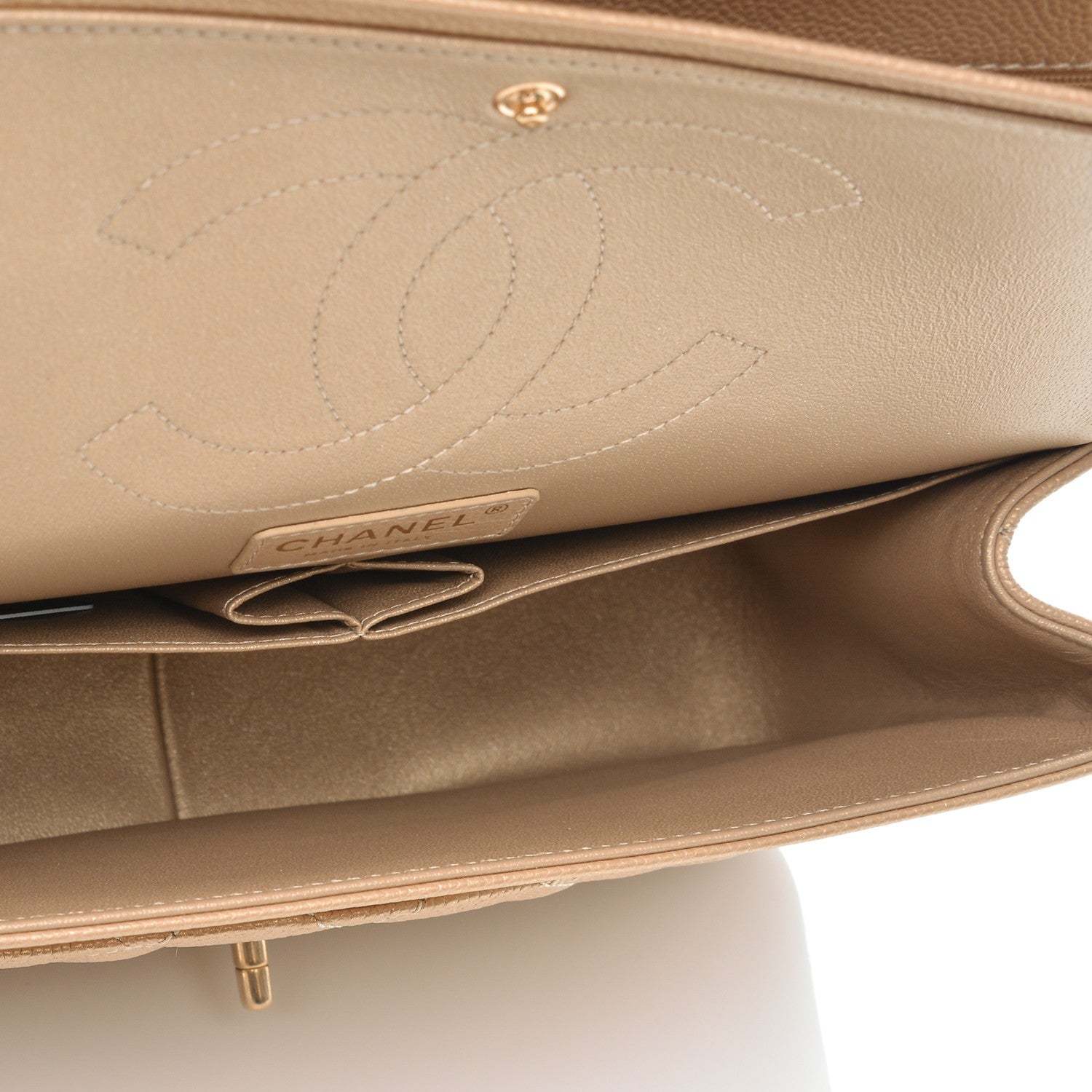 Chanel Pearly Caviar Quilted Jumbo Double Flap Gold 7 of 8