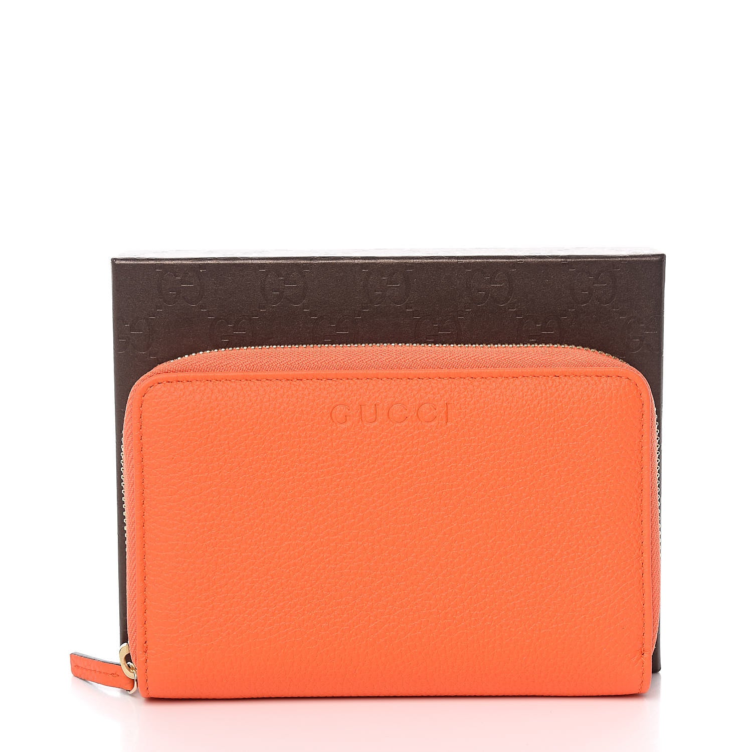 Gucci Pebbled Calfskin Zip Around Wallet Orange 8 of 8