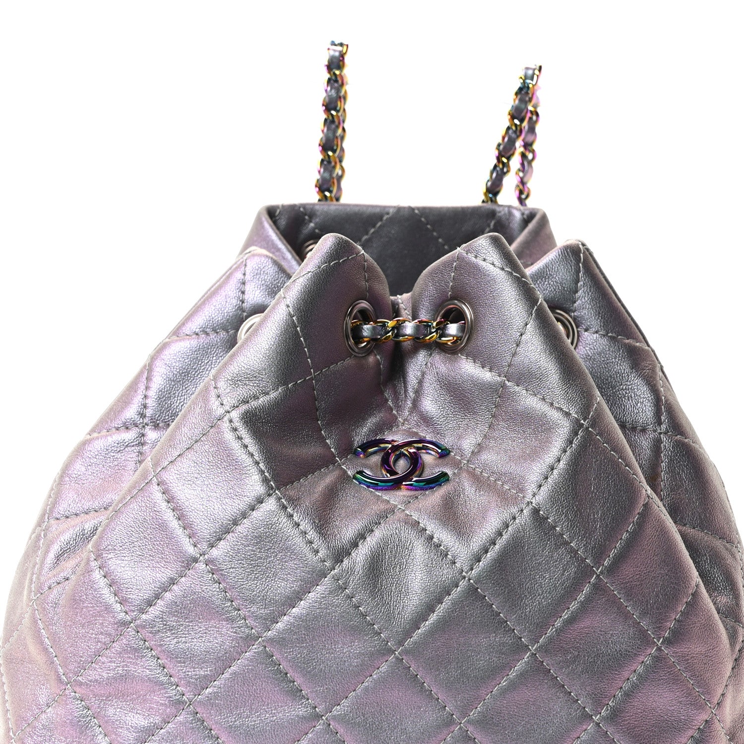 Chanel Iridescent Lambskin Calfskin Quilted Gabrielle Backpack Light Purple 8 of 10