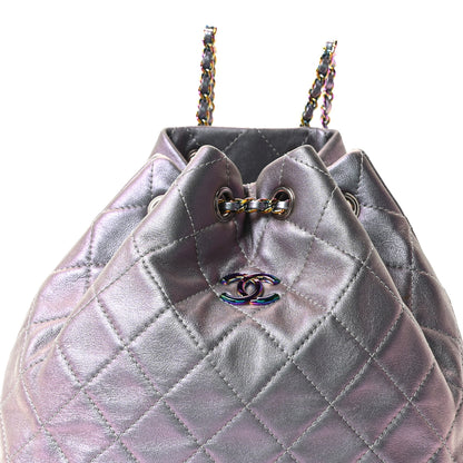 Chanel Iridescent Lambskin Calfskin Quilted Gabrielle Backpack Light Purple 8 of 10