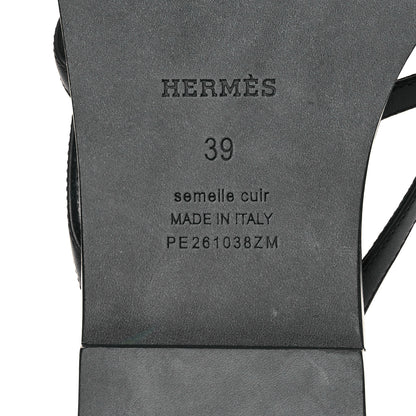 Hermes Calfskin Miss Sandals 39 Black 8 of 11
