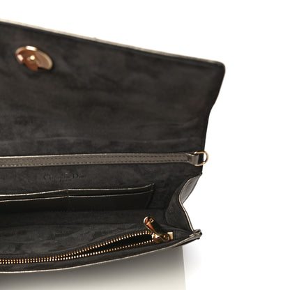 Christian Dior Metallic Calfskin Diorama Wallet on Chain Pouch Gunmetal 4 of 10