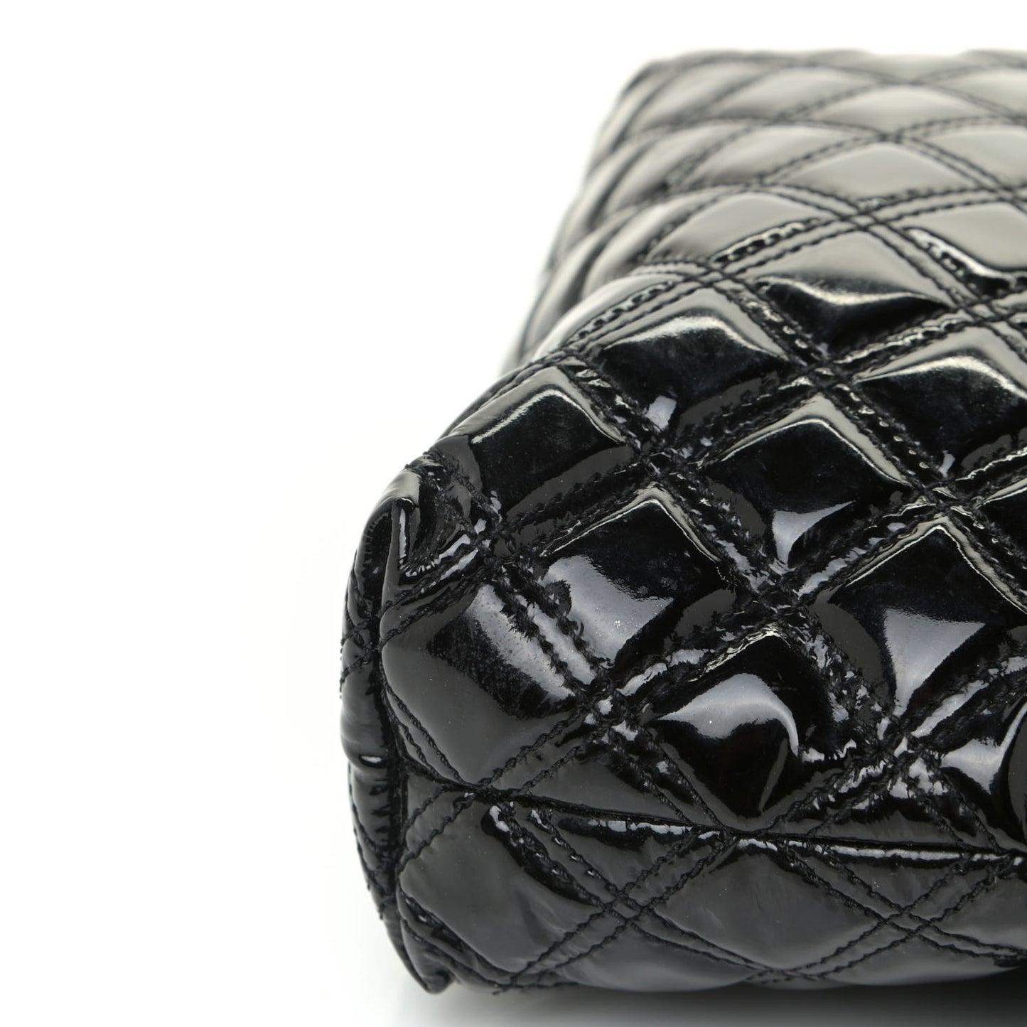 Patent Quilted Single Flap Black