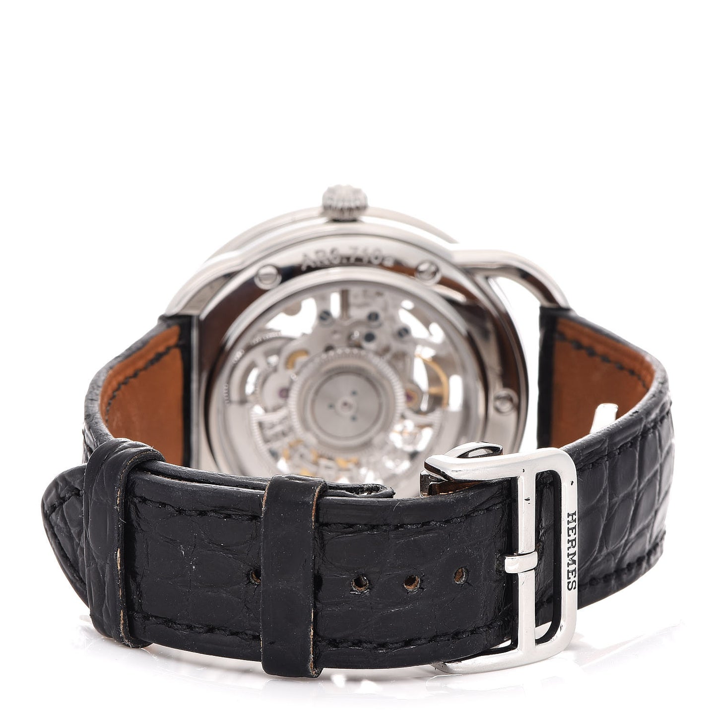Stainless Steel Alligator 41mm Arceau Squelette Automatic Watch Noir