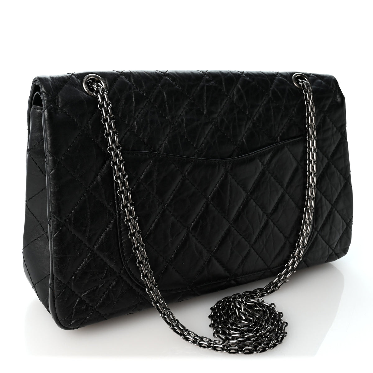 Aged Calfskin Quilted 2.55 Reissue 227 Flap Black