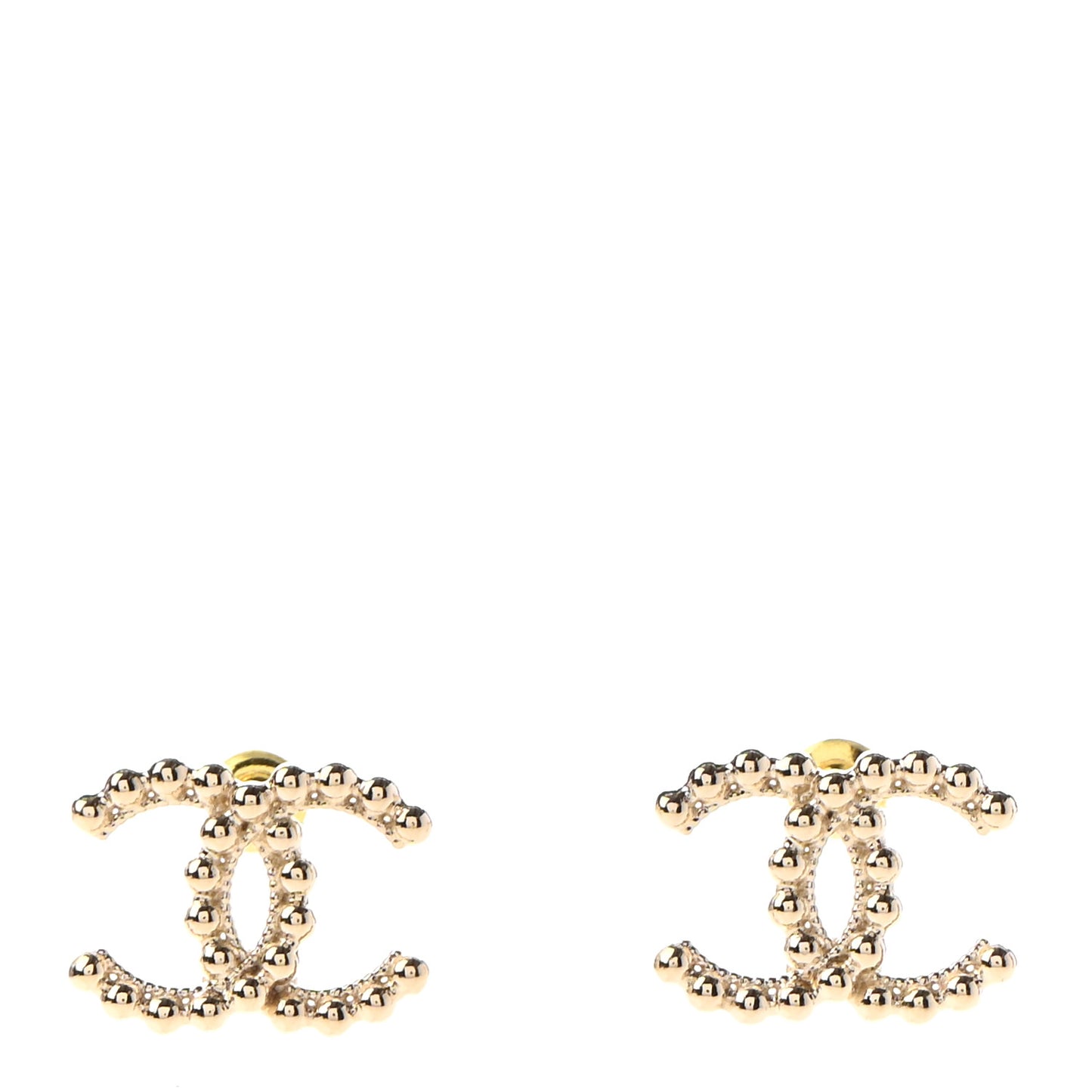 Metal Bead CC Earrings Gold