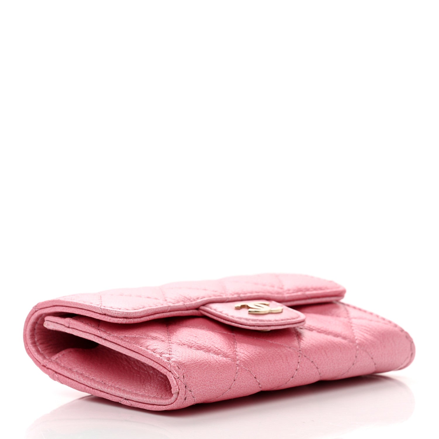 Chanel Cloudy Pearly Goatskin Quilted Flap Card Holder Wallet Light Pink 4 of 8