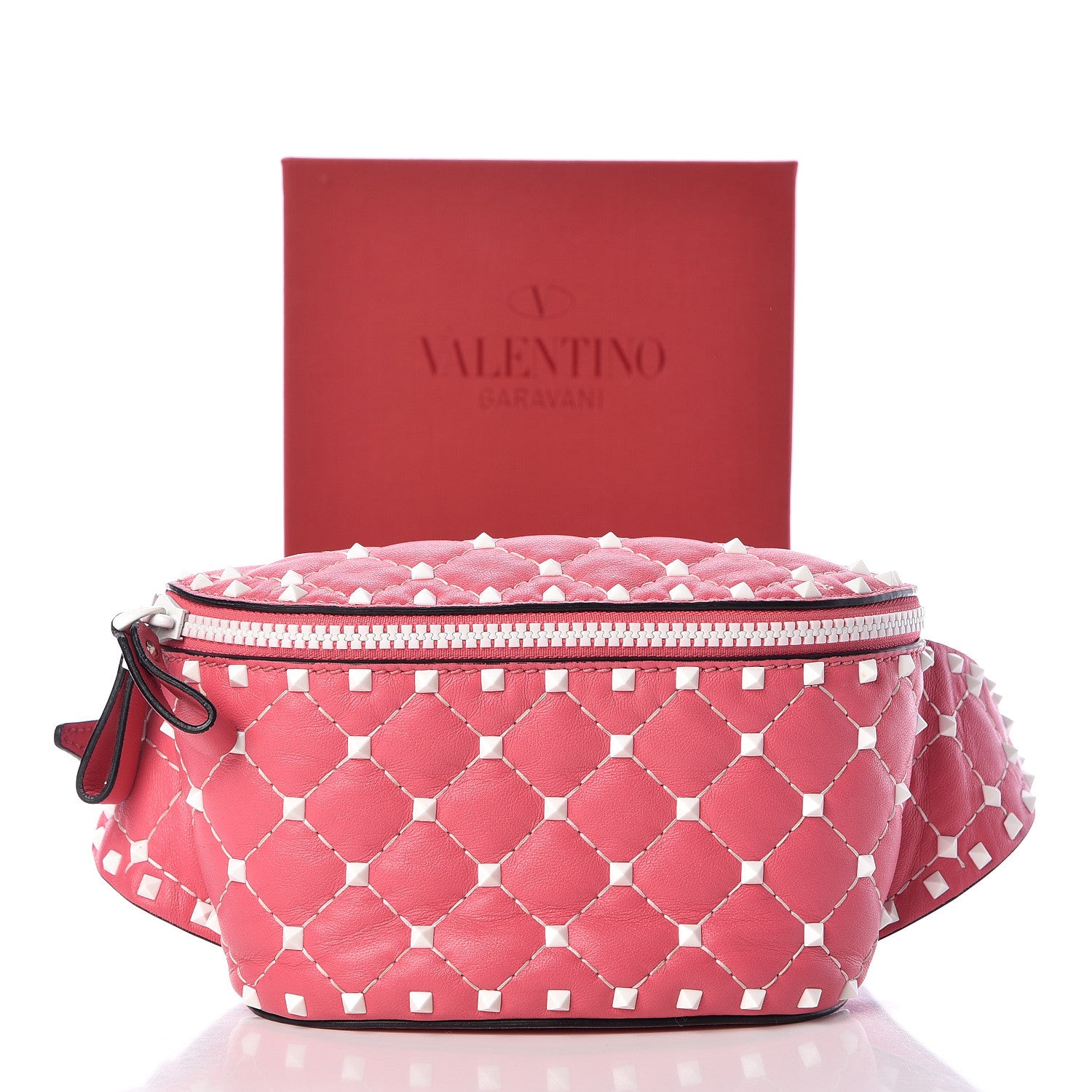 Valentino Garavani Lambskin Free Rockstud Spike Belt Bag 85 Shadow Pink 10 of 10