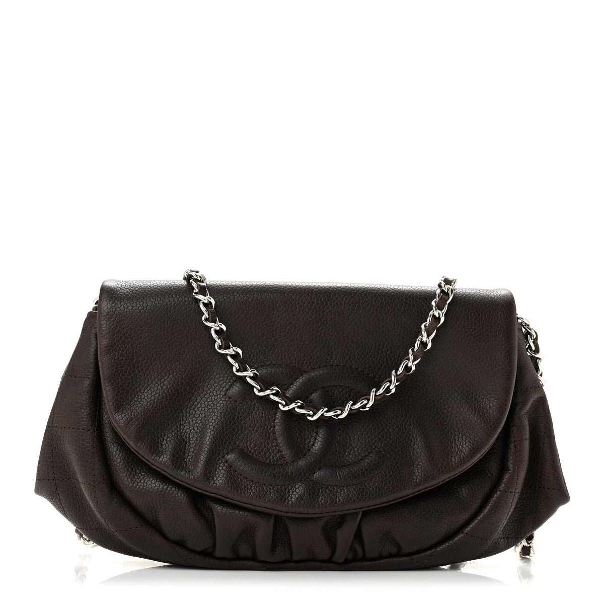 Chanel Caviar Half Moon Wallet On Chain WOC Brown 1 of 13
