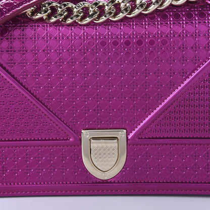 Christian Dior Metallic Patent Micro-Cannage Small Diorama Flap Bag Fuchsia 9 of 9