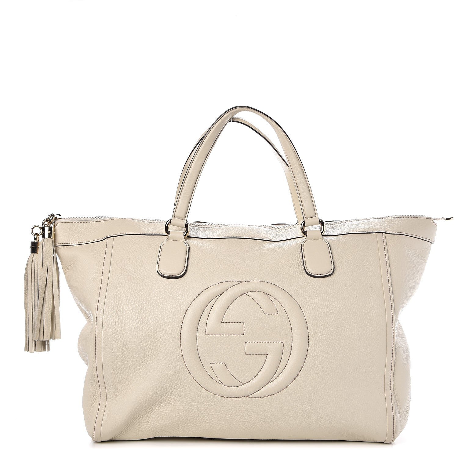 Gucci Pebbled Calfskin Large Soho Top Handle Bag Off White 1 of 13