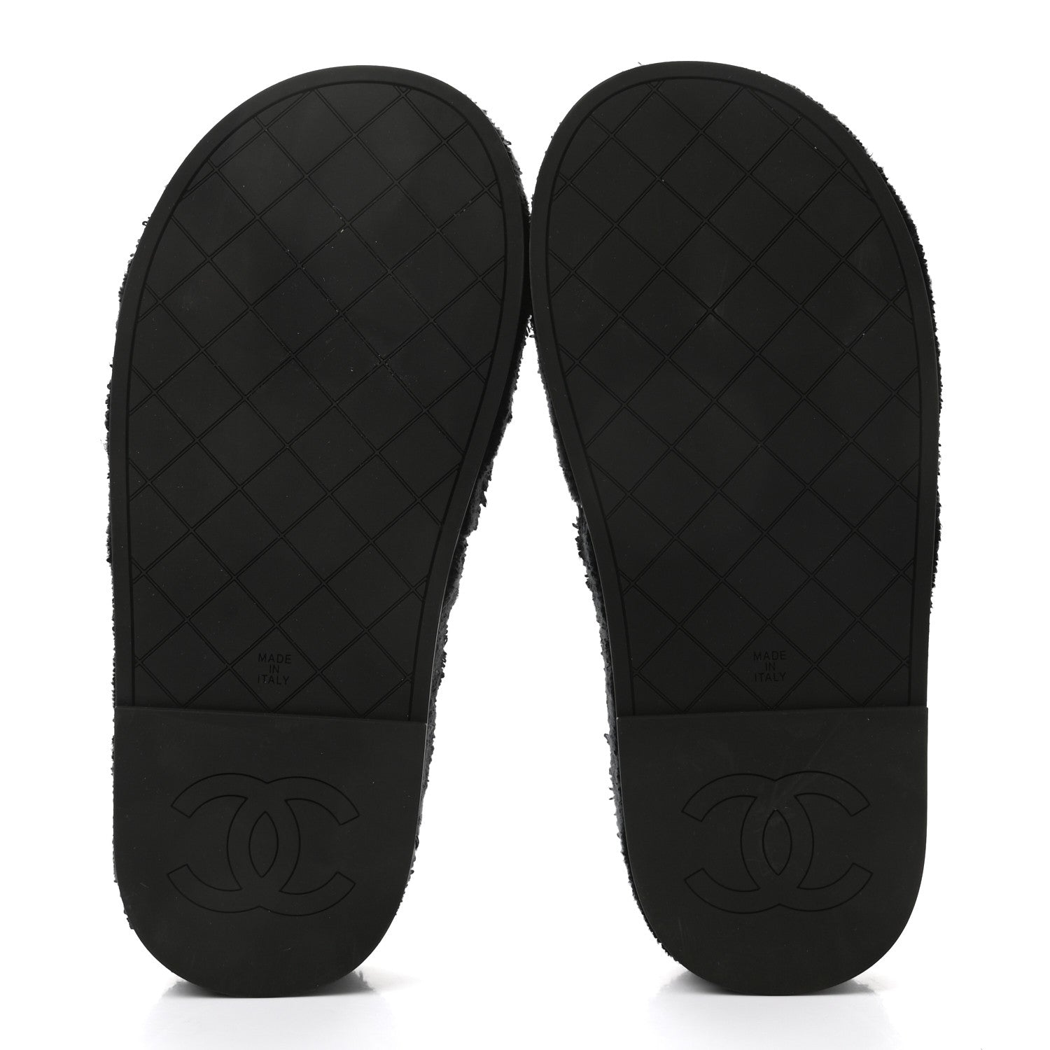 Chanel Terry Cloth Lambskin CC Sandals 36 Black 5 of 9