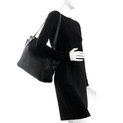 Prada Vitello Daino Side Pocket Shoulder Bag Black 2 of 11