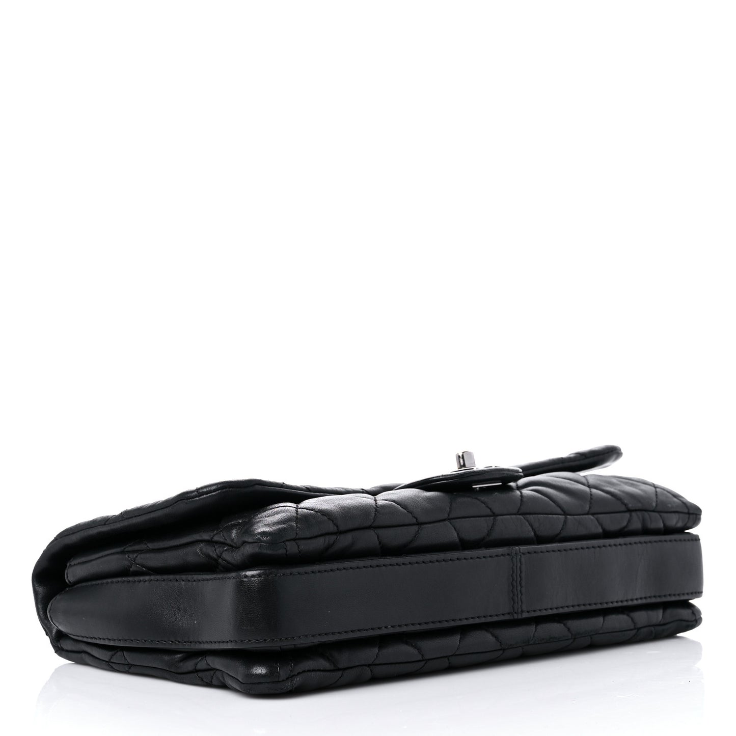 Lambskin Quilted Jumbo 3 Flap Black